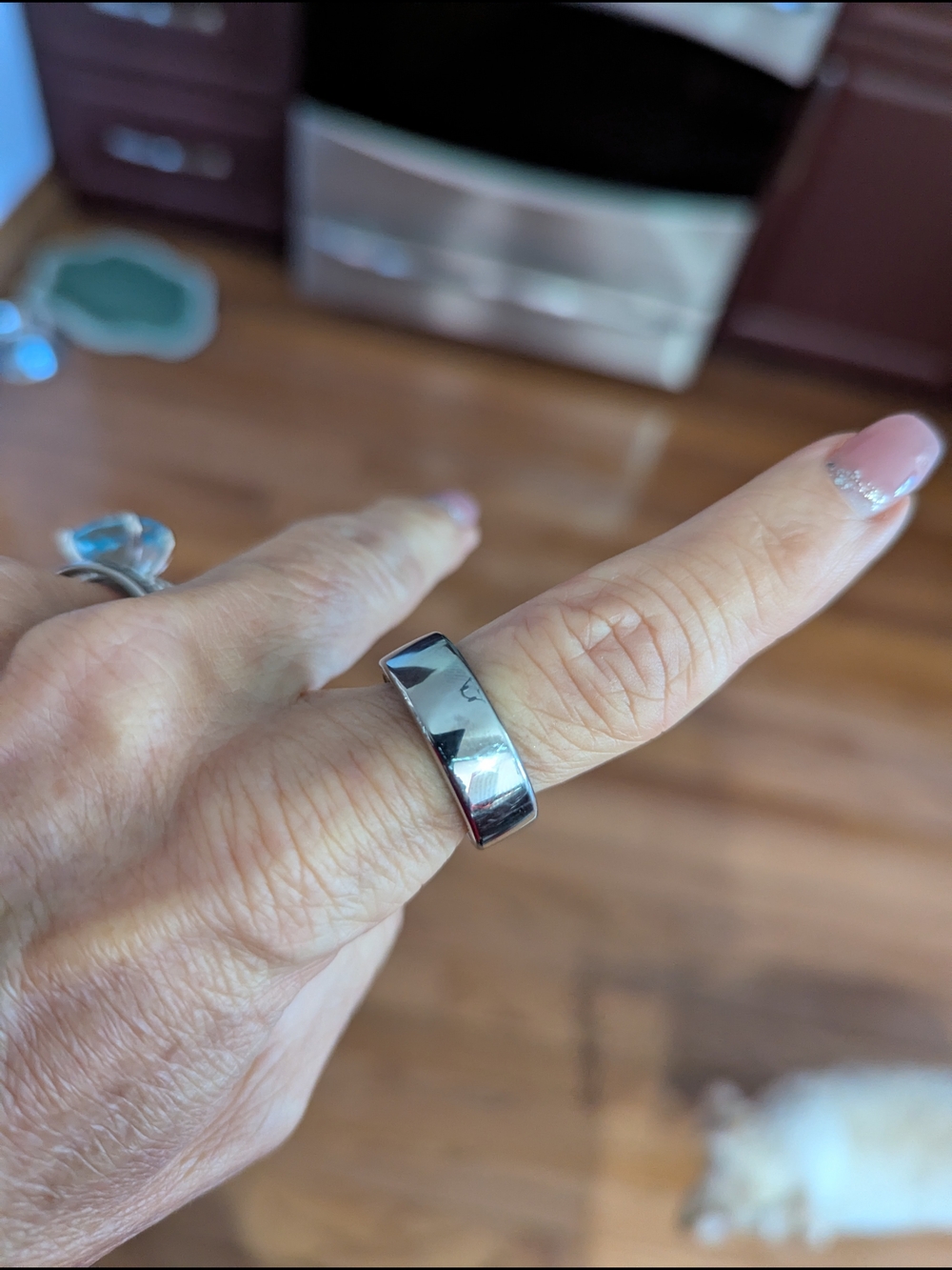 Oura Polished Silver Tone Band Ring